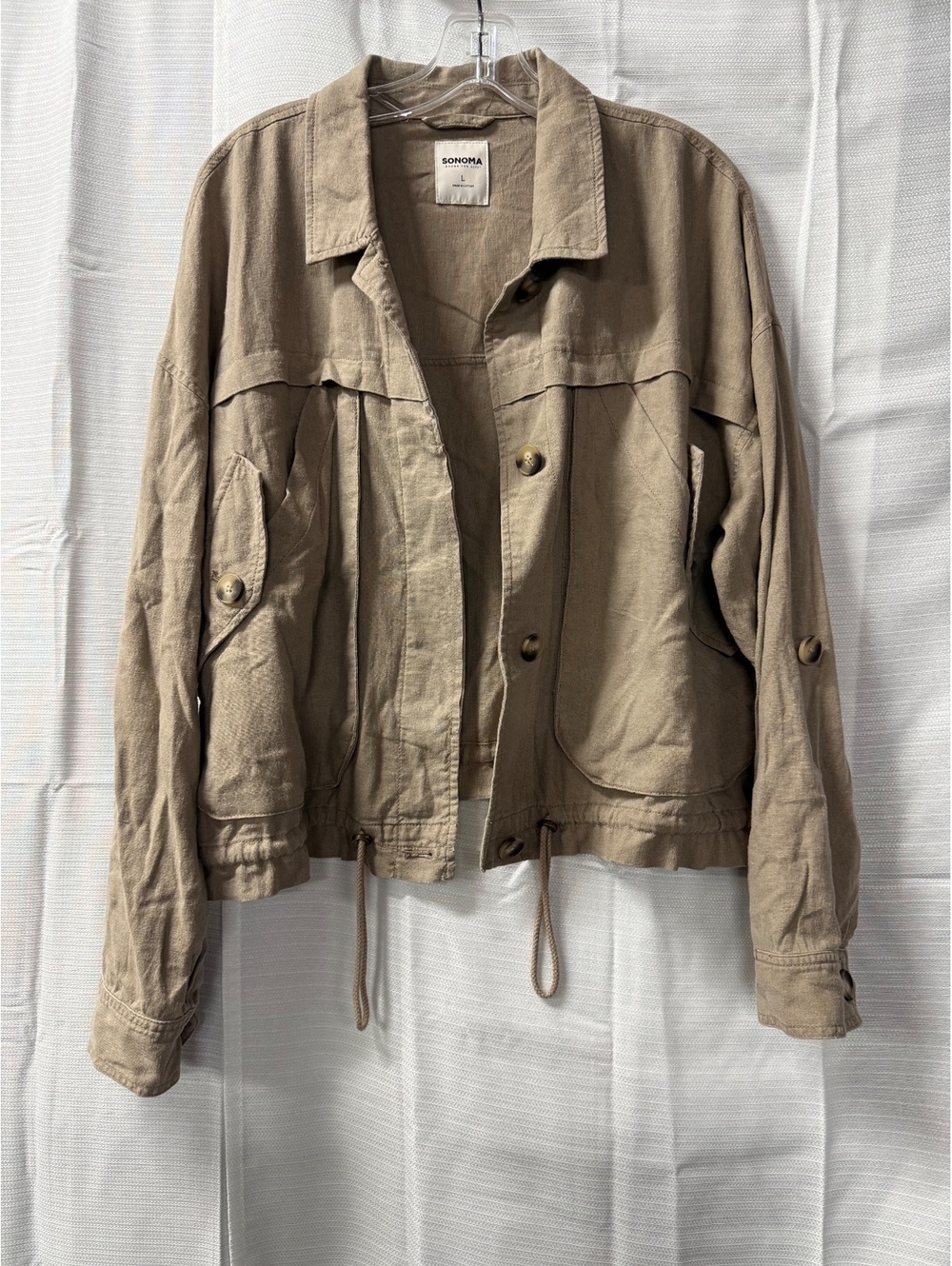 Sonoma Beige Linen Blend Casual Jacket Large